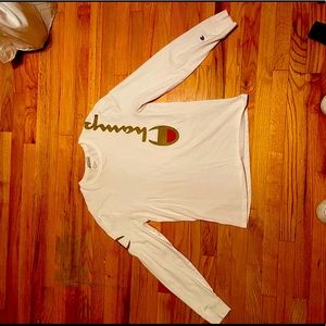 Champion White Long-sleeve Tee, Size M